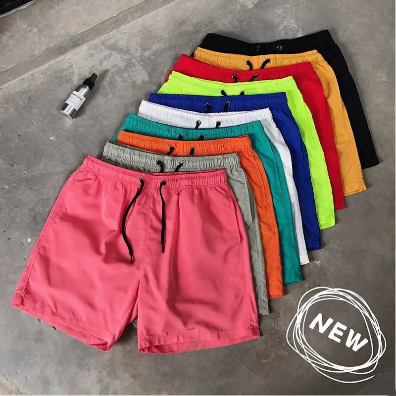 wholesale Customized Men Summer Solid Color Beachwear Trunk fashion elastic Men's beach Swim Shorts321_voghion.com