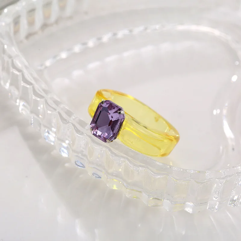 Spring and Summer Sweet Transparent Clear Acrylic Rings Resin Finger Colorful Chunky Thick Jelly Candy Color Ring Wholesale