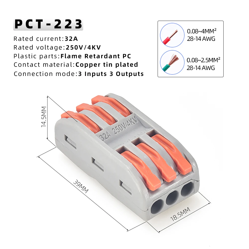 kejian direct factory wire in connectors CMK 412 wire push connector Wire terminal pin connector