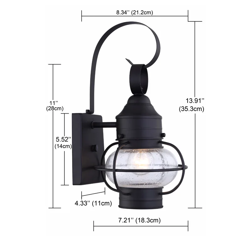 Luxury traditional LED outdoor light garden Waterproof seeded glass outdoor wall light