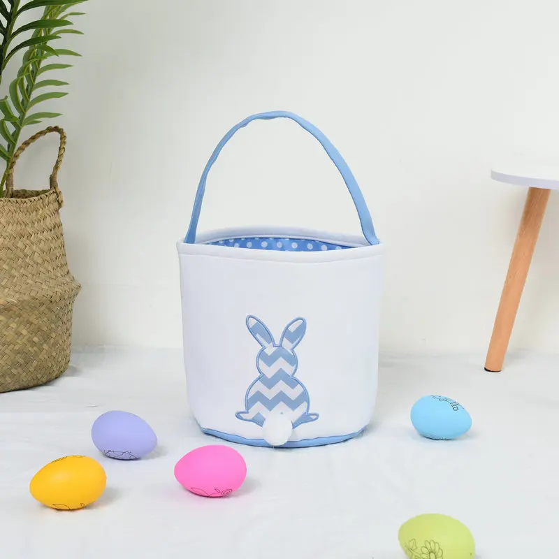 Cute Bunny Easter Bucket, Rabbit Blue/Pink, Easter Basket Bag with Floppy  Ears for Kids Carrying Gifts and Candy, Egg Hunt Bag (Blue)