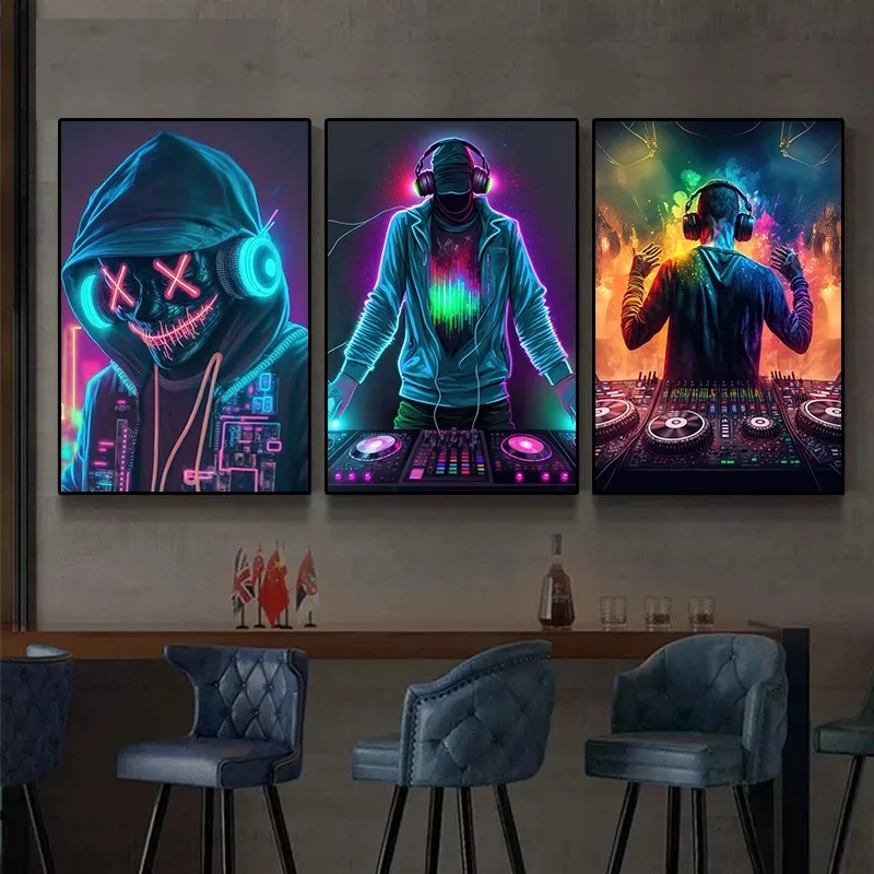 Modern Bar Club Room Home Decor Neon Design Music Cool DJ