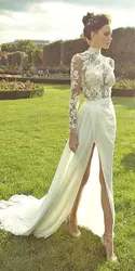 Белое кружевное платье с длинным рукавом, красивое женское свадебное платье, свадебные платья с открытой спиной для подружки невесты