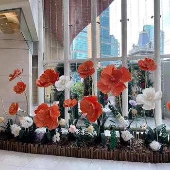 （カエサル）poppy Flower JACQUARD OFF J-031 Customized Red and Orange Color Giant Paper Poppies