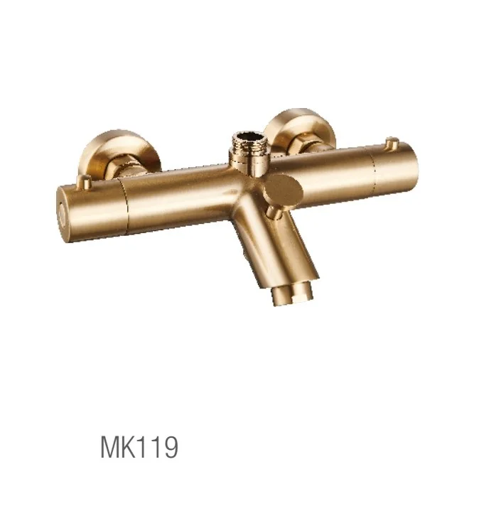 High quality   Brushed gold  PVD Round   brass  bathroom Cold touch  Anti- scald  thermostatic Bath shower  valve