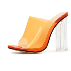 Ins Style Heels 2022 Ladies Party Dress Shoes Plus Size Women clear Jelly Shoes Heeled Sandals