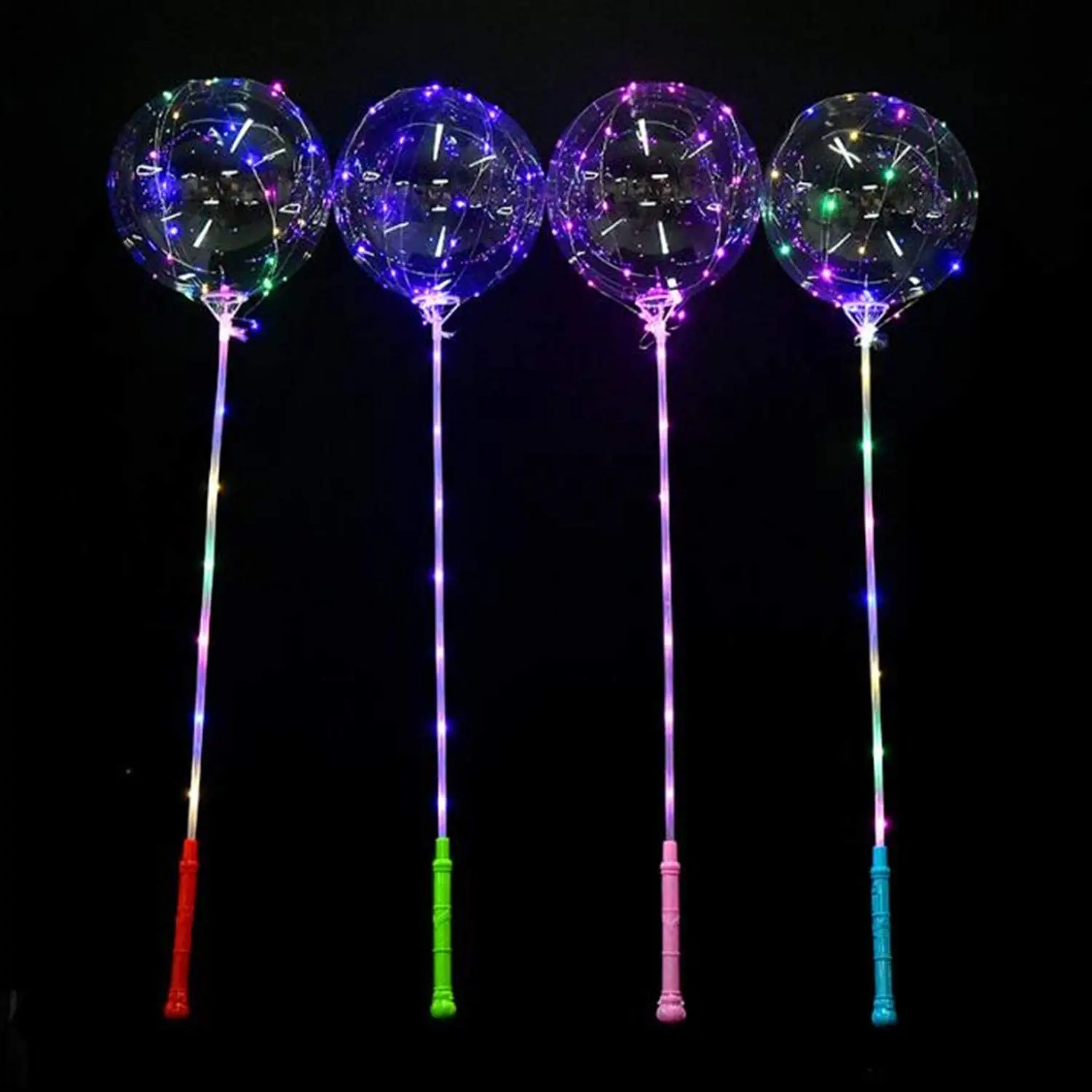 20 Inches Transparent Led Lighting Bobo Bubble Balloons Flashing Handle ...