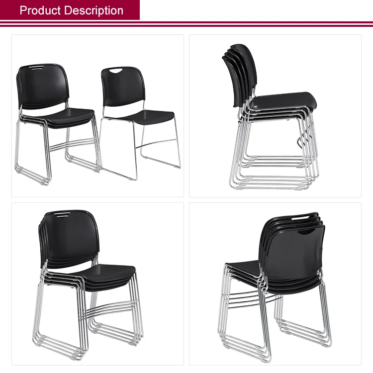 Black Ultra-Compact Plastic Stack Chair (4-Pack) Office Chair