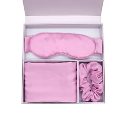 Luxury 100% pure silk 22mm mulberry satin pillow case and silk eye mask adjustable strap in box NO 3
