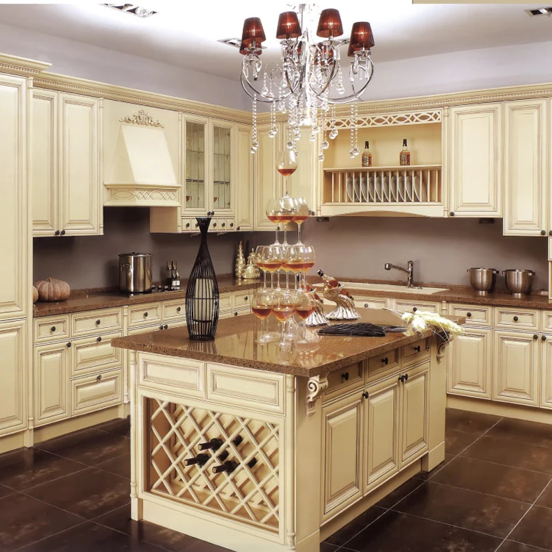 Luxury Solid Wood Modern Kitchen Island Set with Customized Cabinets ...