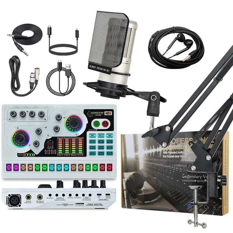 Professional SX96 48V Live Sound Card Set U87 USB Audio Sound