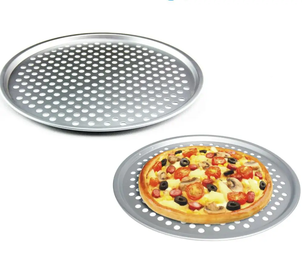 32 cm Useful and Practical Pizza Bread with Holes Pizza Grill Grilled Meat Plate Baking Tray Pizza Tray for BBQ Non-Stick Punch Pizza Bread Round Pizza Bread Oven Baking 