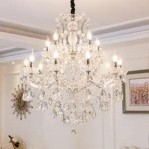 European Hotel Lobby Lighting Maria Theresa Transparent Crystal Chandelier for Living Room