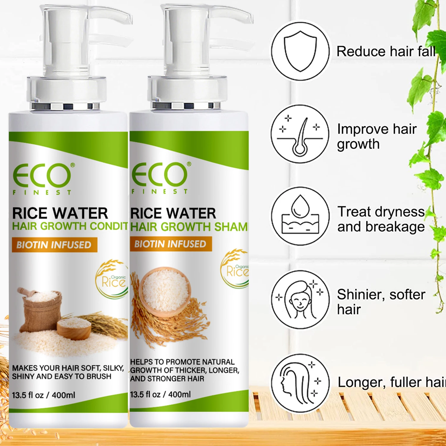 Daily Routine Hair Growth Rice Water Shampoo And Conditioner For Women Thinning Hair And Hair