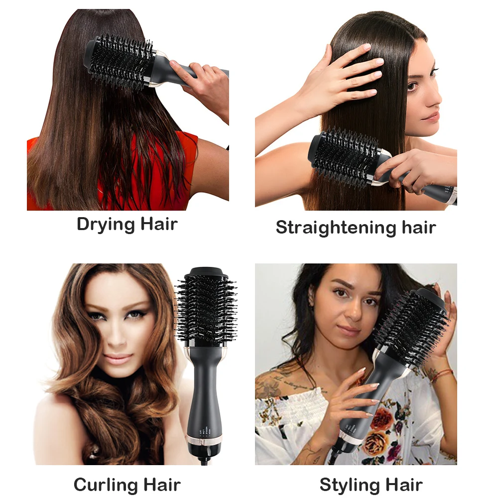 Hair Brush Flat Iron One Step Hair Dryer Fast Hair Straightener Brush Hot  Air Brush