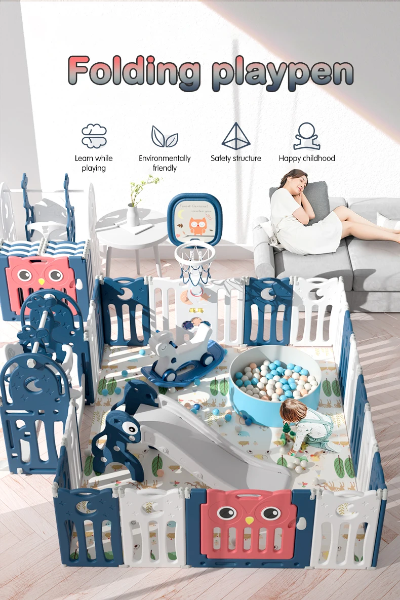 Hot Selling Custom Indoor Playyard Luxury Children Cheap Play Yard Kids Portable Foldable Fence Plastic Baby Safety Playpen manufacture