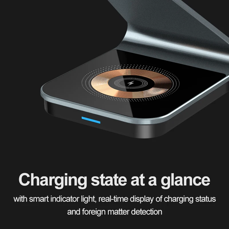 For iPhone Fast Charging 3 in 1 Magnetic Foldable Desk 15W Wireless Charger Mobile Phone Watch Earphone Multifunction Chargers