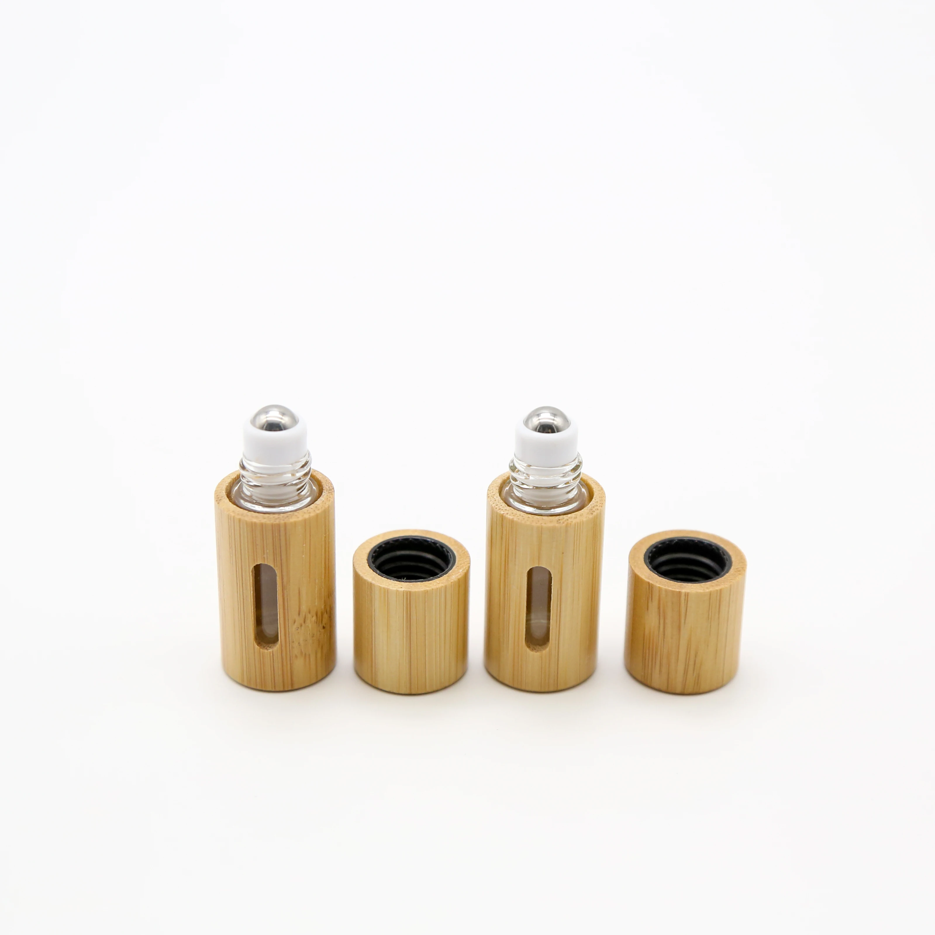 1ml 2ml Mini Perfume Aromatherapy Glass Roll On Bottles Wooden Shell