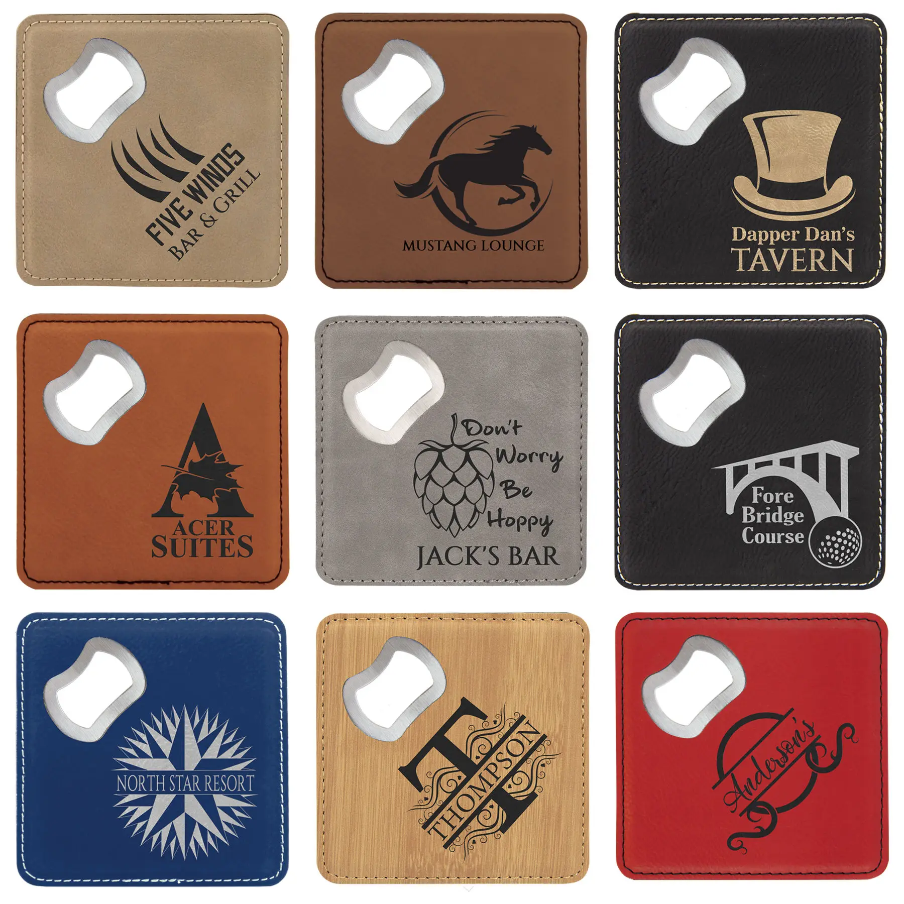 Wholesale Custom Personalized Laser Engraving Coaster with Bottle Opener details