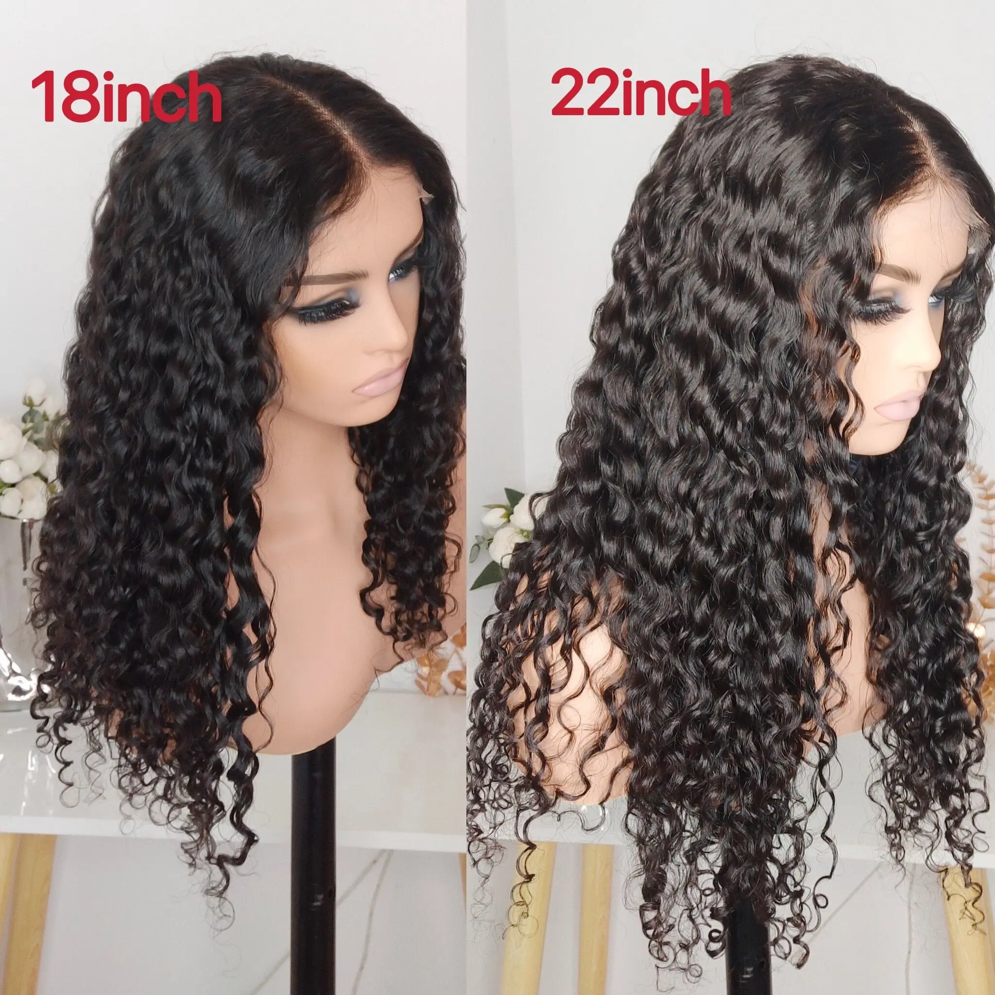 CARHOMERS Deep Curl 100% High Density Cambodian Human Hair HD lace Wigs main image 0