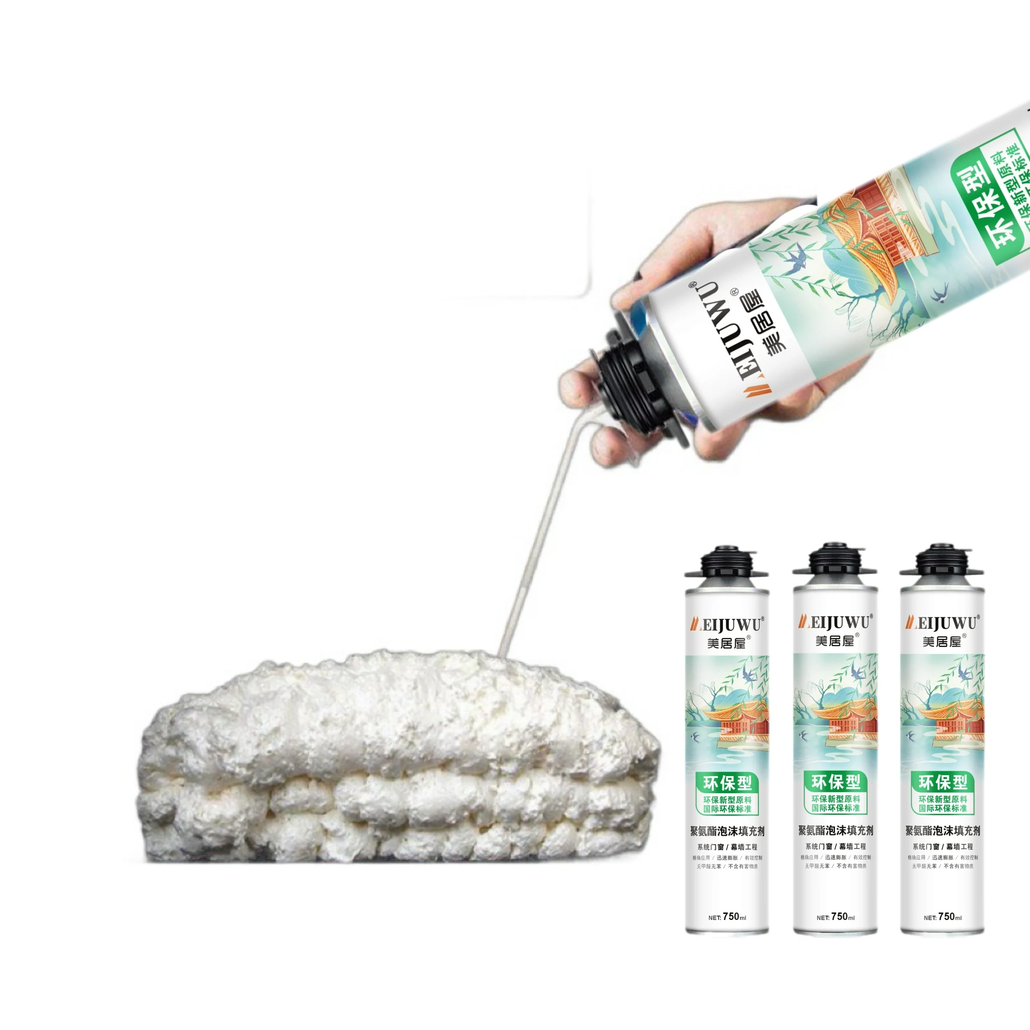 750ml Polyurethane Liquid Construction Expansion Foam Economical Price for Installation Woodworking and Packing Work