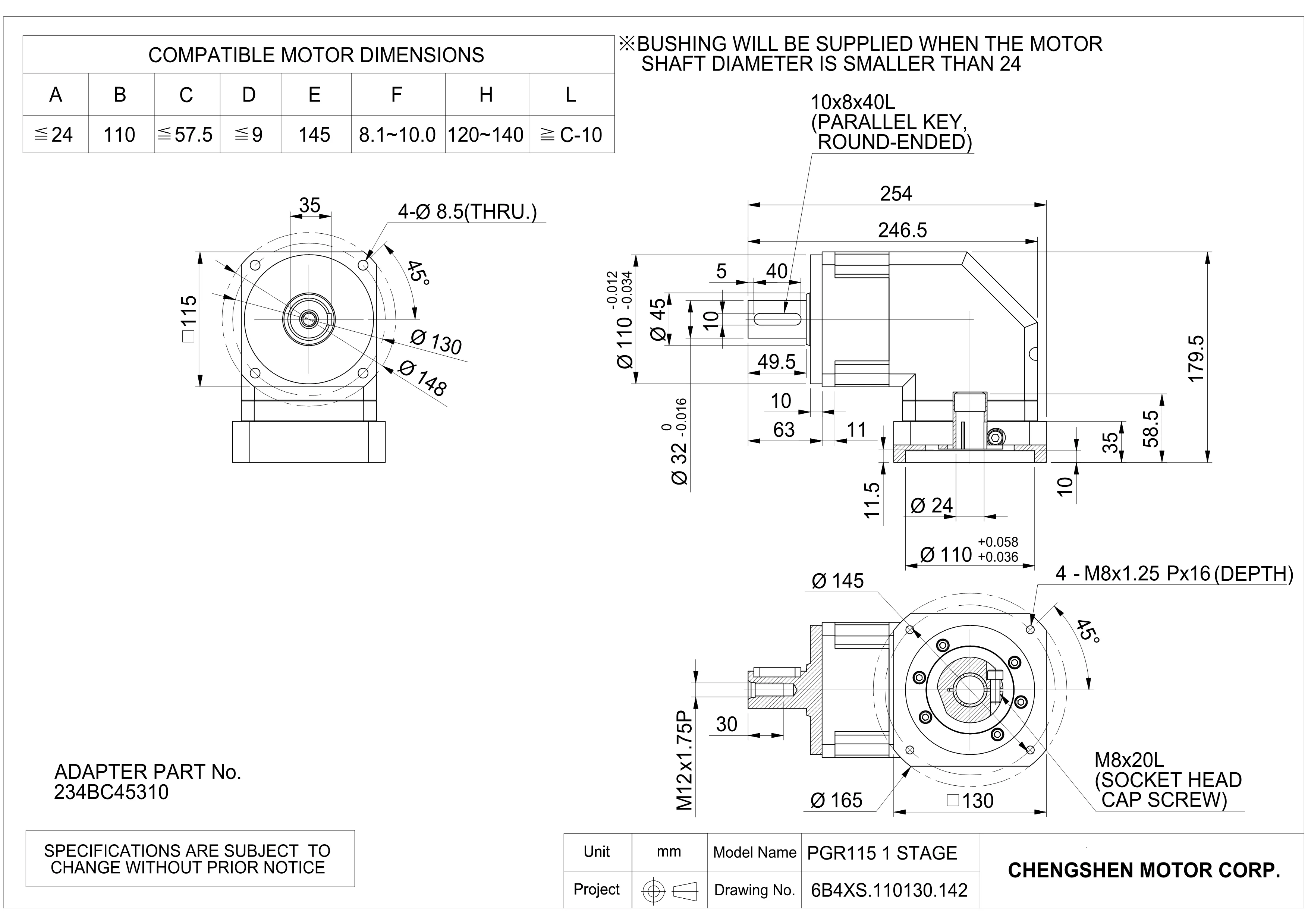 Pgr115 Right Angle Gearbox,High Precision,Low Price,High Quality,Stepper Motor Gearbox