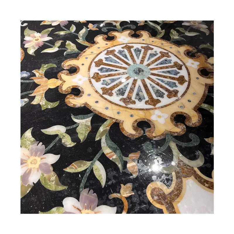 Jubin Marmar Dolomit Berkualiti Tinggi dengan Corak Bunga Waterjet, Reka Bentuk Baharu Bergaya Moden, Medalion Hotel, Reka Bentuk Grafik untuk Lantai