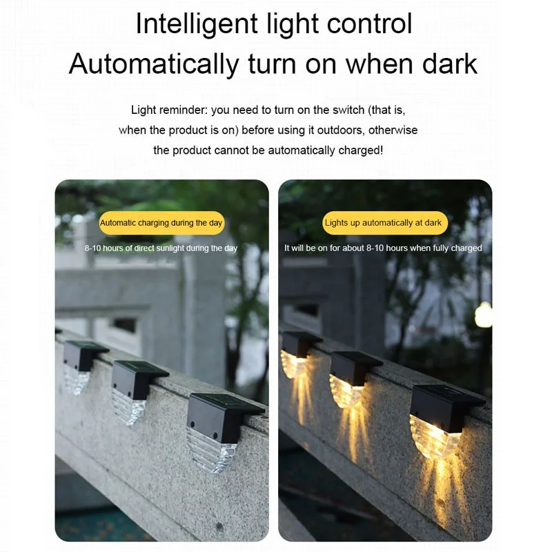 Светодиод солнечная энергия красочный теплый белый лестничная лампа подходит для наружного сада украшения двора ступенчатого ограждения настенный светильник