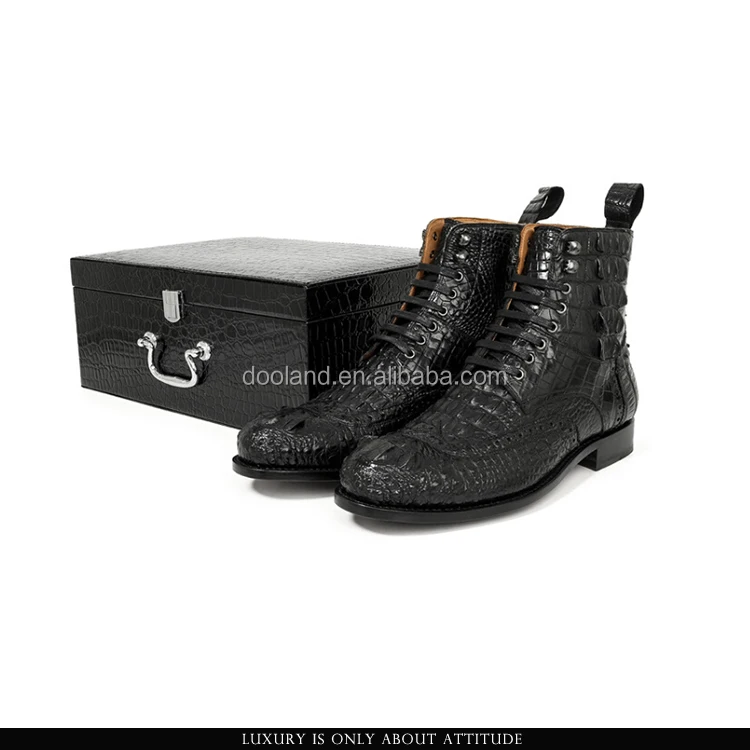 Zapatos de cuero de cocodrilo de lujo para hombre, calzado Formal británico  de alta calidad, con cremallera de punta redonda, botines de oficina de  cuero genuino negro, 38 44|Botas básicas| - AliExpress