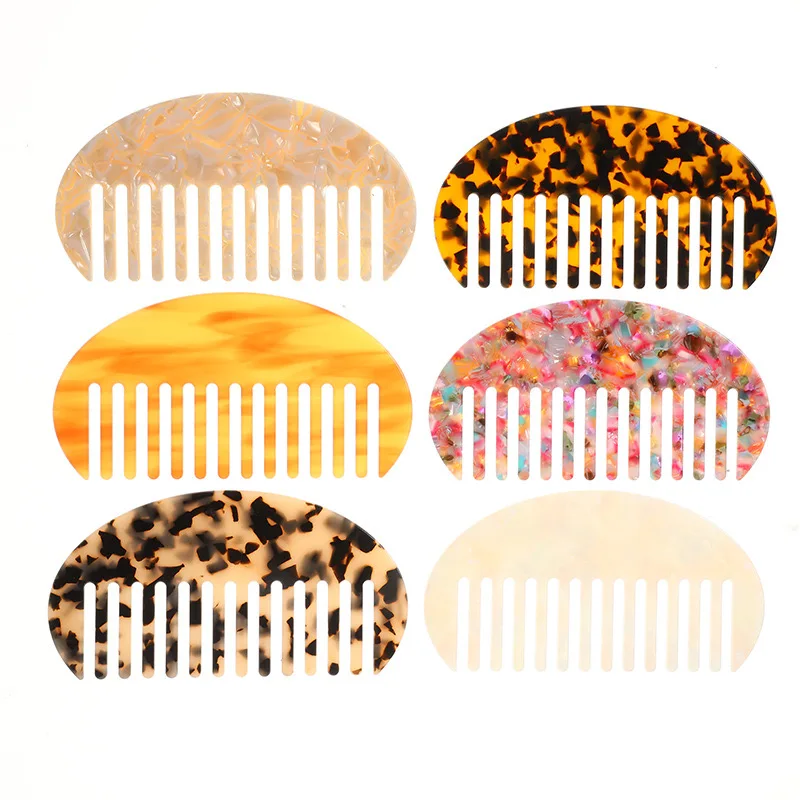 Wholesale Small Fine Tooth Comb with Anti-Static Cellulose Acetate Round Hanger Travel Portable Print for Hair Styling Brush