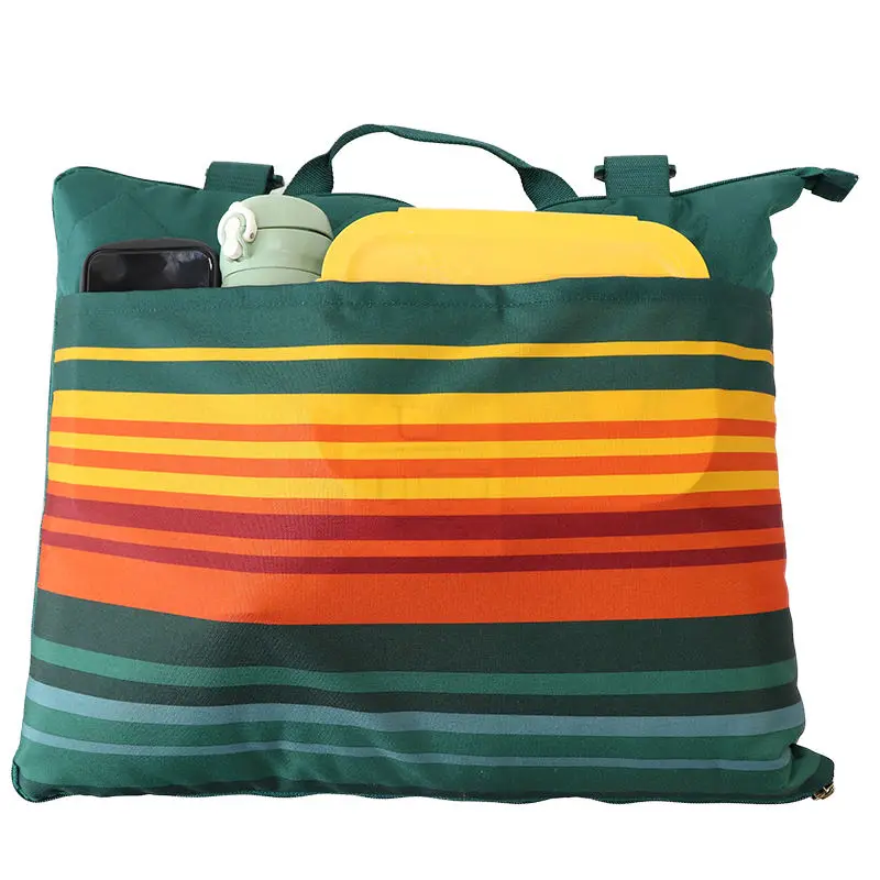 Custom Size Home Use Portable Outdoor Plaid Waterproof Picnic Blanket With Bag
