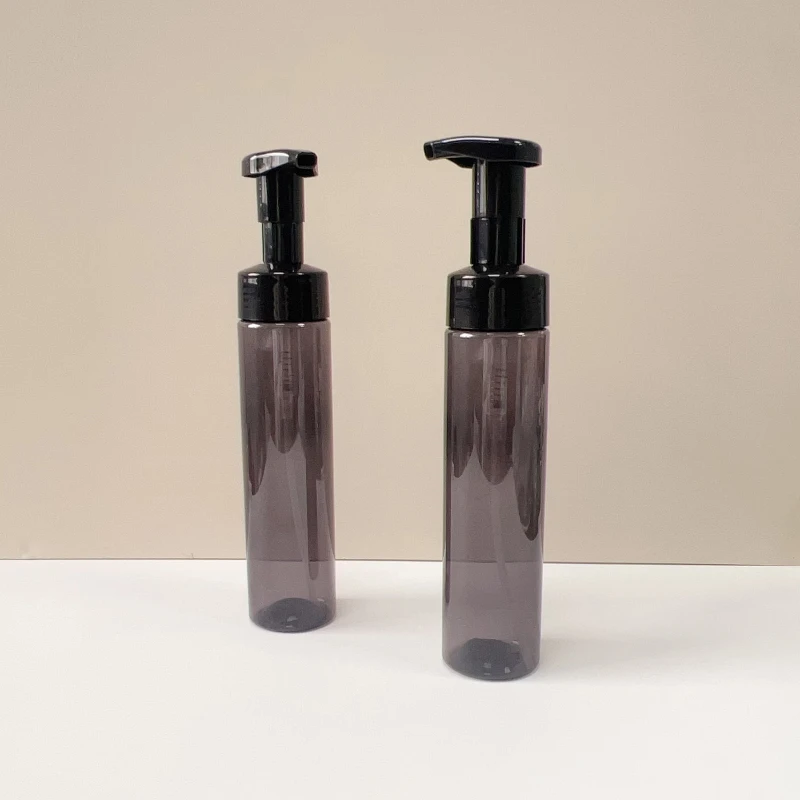 New 250ml Pet Mousse Foam Bottle Clear Black Plastic Foam Pump Bottle Cosmetic Packaging Plastic Bottle