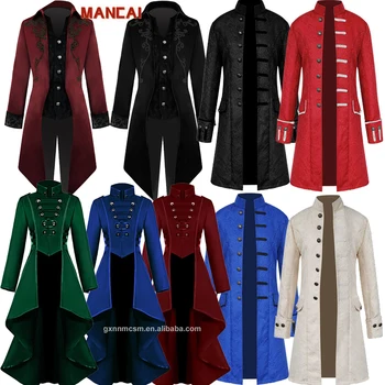 Giacca da uomo gotico frack steampunk medievale gonna da passeggio cappotto vintage frack gotico gonna da passeggio media lunghezza punk cappotto da uomo smoking giacca