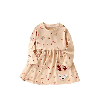 Girls' Autumn Baby Dresses New European American Style Long-Sleeved Casual Princess O-Neck Design for Kids Clothing