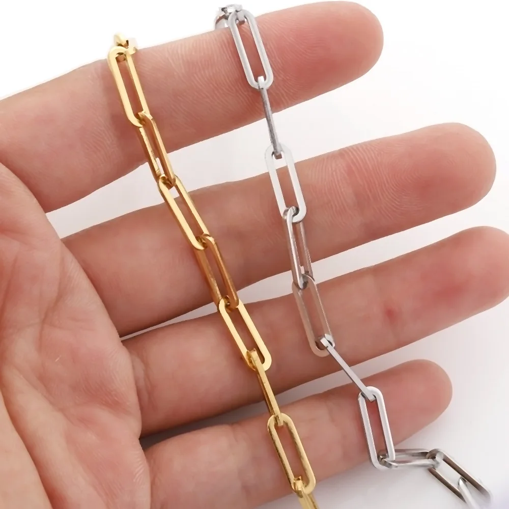 Tarnish Free Stainless Steel Rectangle Link Paper Clip Chain DIY