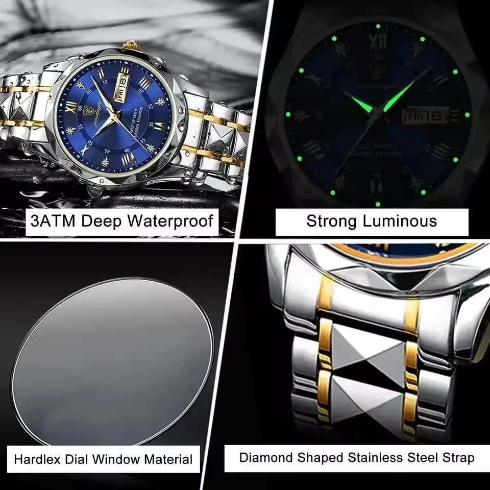 Custom Your Own Logo Poedagar 615 Fashion Luxury Watch Stainless Steel Luminous Quartz Watches Wristwatch Waterproof for Men