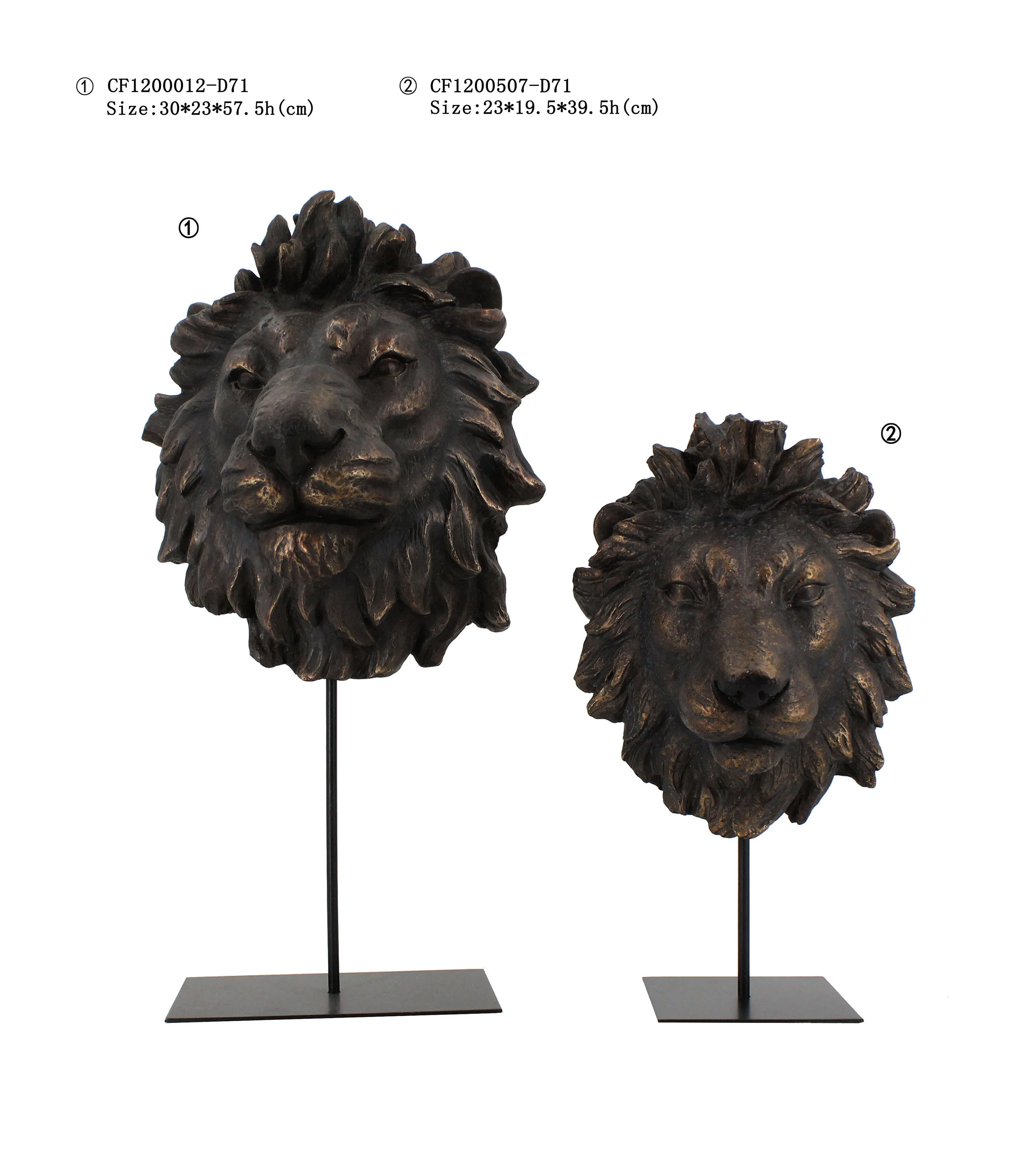 Wholesaler 3D Metal Stand Resin Animal Lion Statue Wall Decor Art For Home Decor Decorative Crafts details