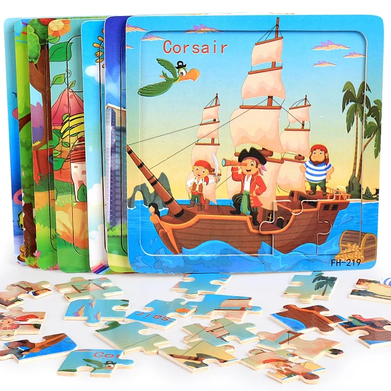 20 Pieces Puzzle Educational Brain Teaser Montessori Wooden Jigsaw Puzzle Toys for Kids