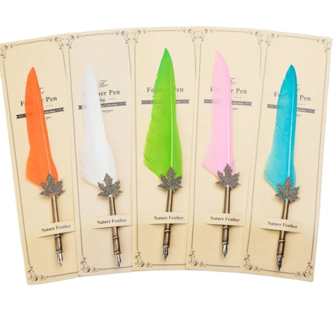 Винтажная ручка-перо из индейки перо натурального пера индивидуальная Индивидуальная Бумажная карточная