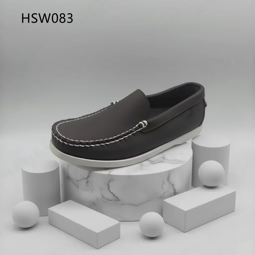 HY,Urban Outdoor Durable Rubber Sole Driver Shoes for Toddler Pure Natural Cow Leather Upper Hand Stitching Loafer Shoes HSW083