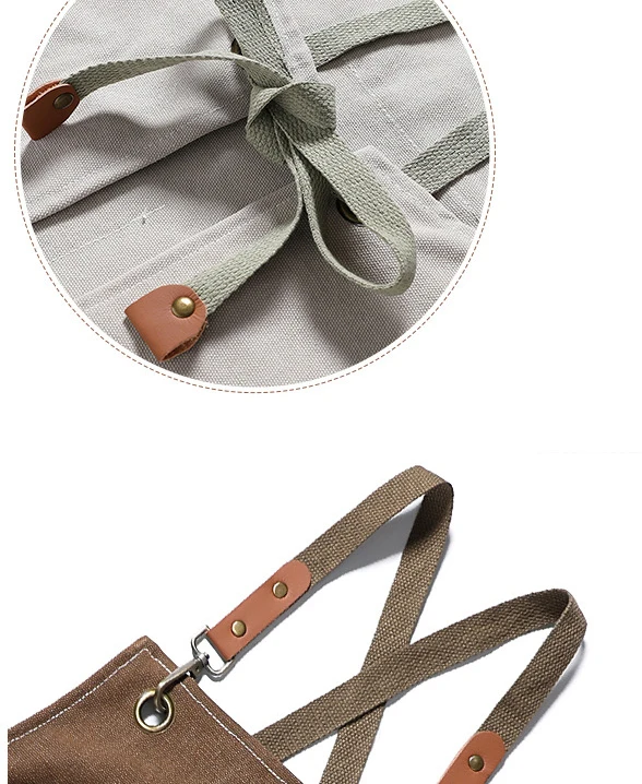 Leather Canvas Kitchen Aprons for Woman Men Chef Stylist Apron Grill Restaurant Bar Shop Cafes Beaut