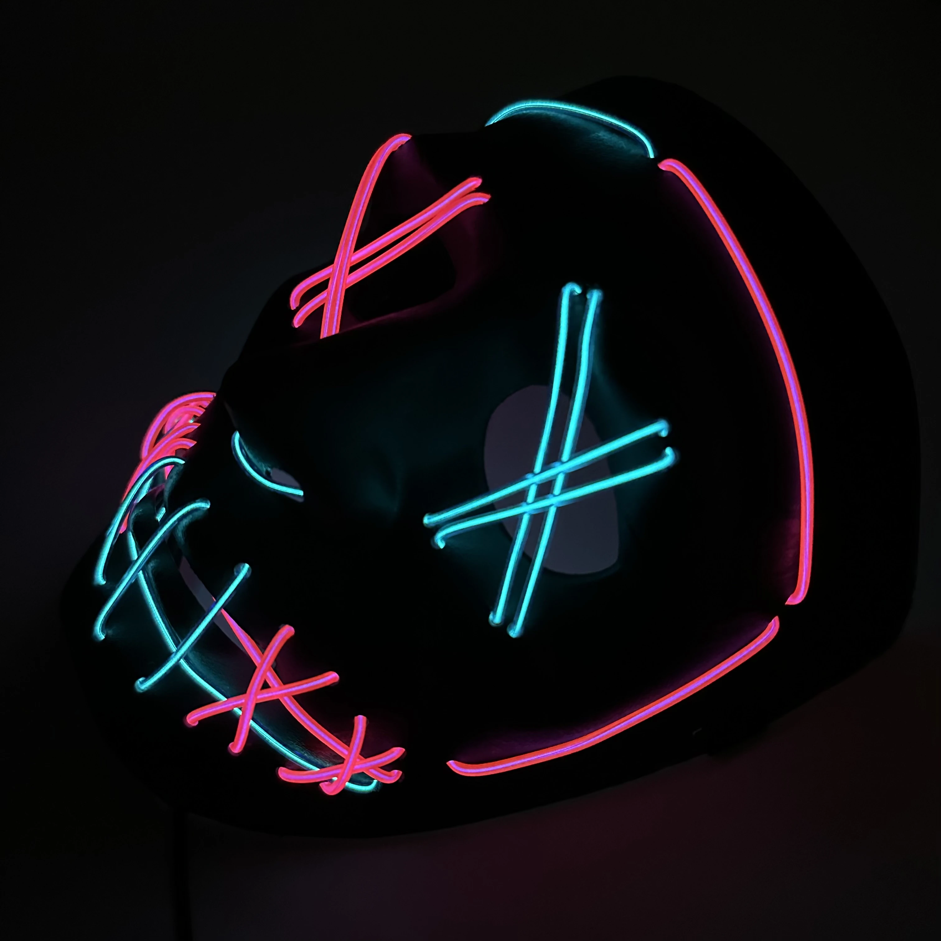 Custom Fancy Party Halloween Mask New Coming Colorful LED El Wire Rave Cosplay Made from Durable PVC Material