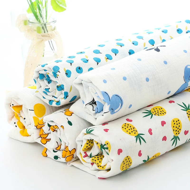 Серия «фрукты», мультяшная хлопковая креповая ткань по метрам, Белая Двойная марлевая ткань, материал Seersucker для «сделай сам», пэчворк, детская одежда для сна