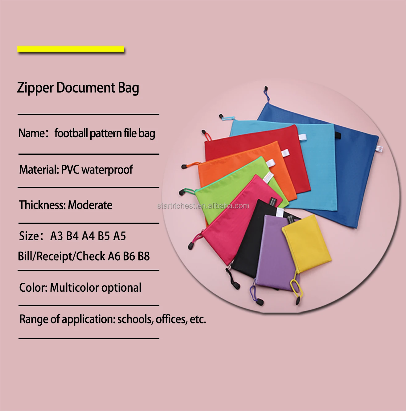 Custom A4 Document Bag Oxford Canvas Office Storage Pouch Zipper File ...