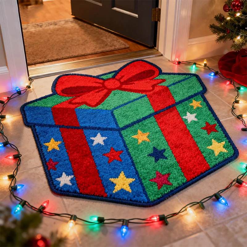 Custom Polyester Christmas Gift Mat Printed Carpet for Living Room Entrance Door Mat