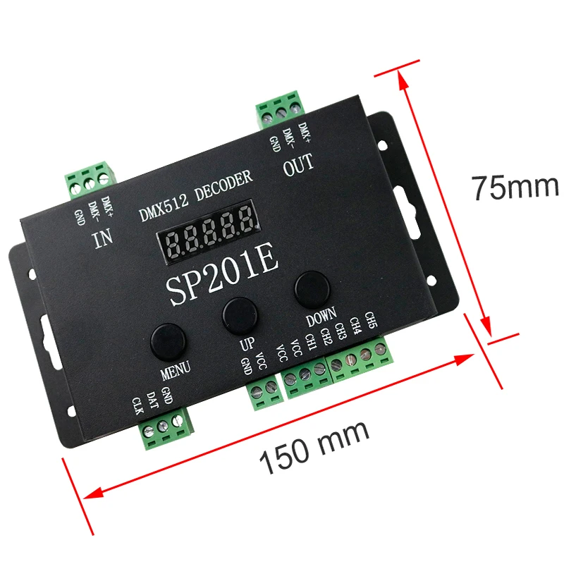 SP201E DMX512 Decoder - 5 Channel LED Controller for WS2812B
