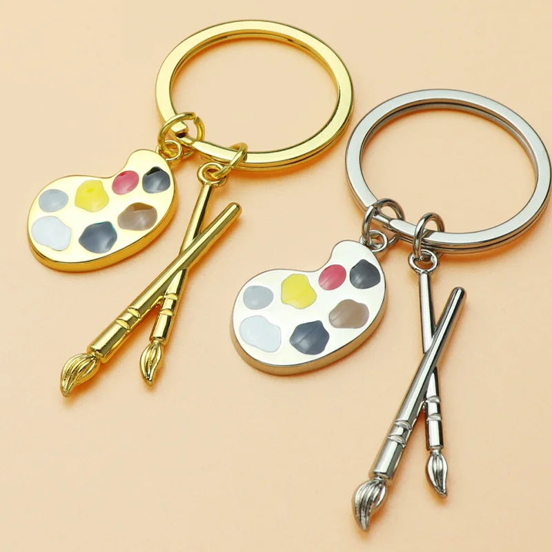 Portachiavi Tavolozza Pittore – Ciondolo A Forma Di Tela Con Pennelli, In Lega Di Zinco, Colore Argento O Oro, Regalo Per Artisti