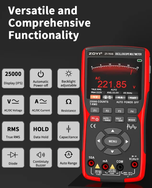 FYX-ZOYI Dual-Channel Oscilloscope Multimeter - 3in1 Precision