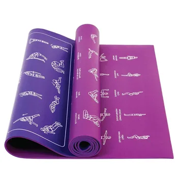 Custom made PVC Yoga Exercise Mat  Poses Printed  75 Illustrated Yoga Poses And 75 Stretches Non-slip  Instructional Yoga Mat