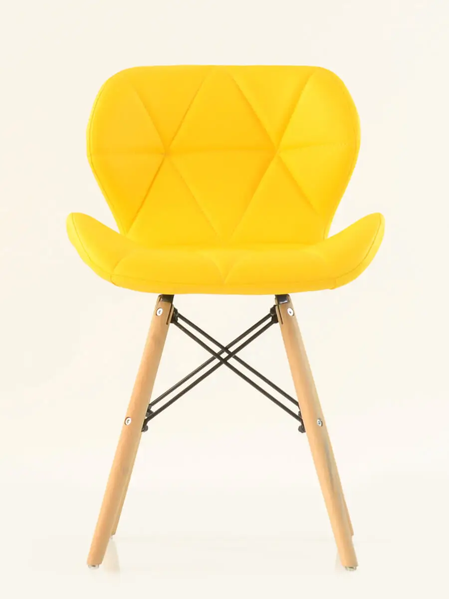 Scandinavian Stylish Comfortable Yellow Faux Leather Cafe Dining Chair